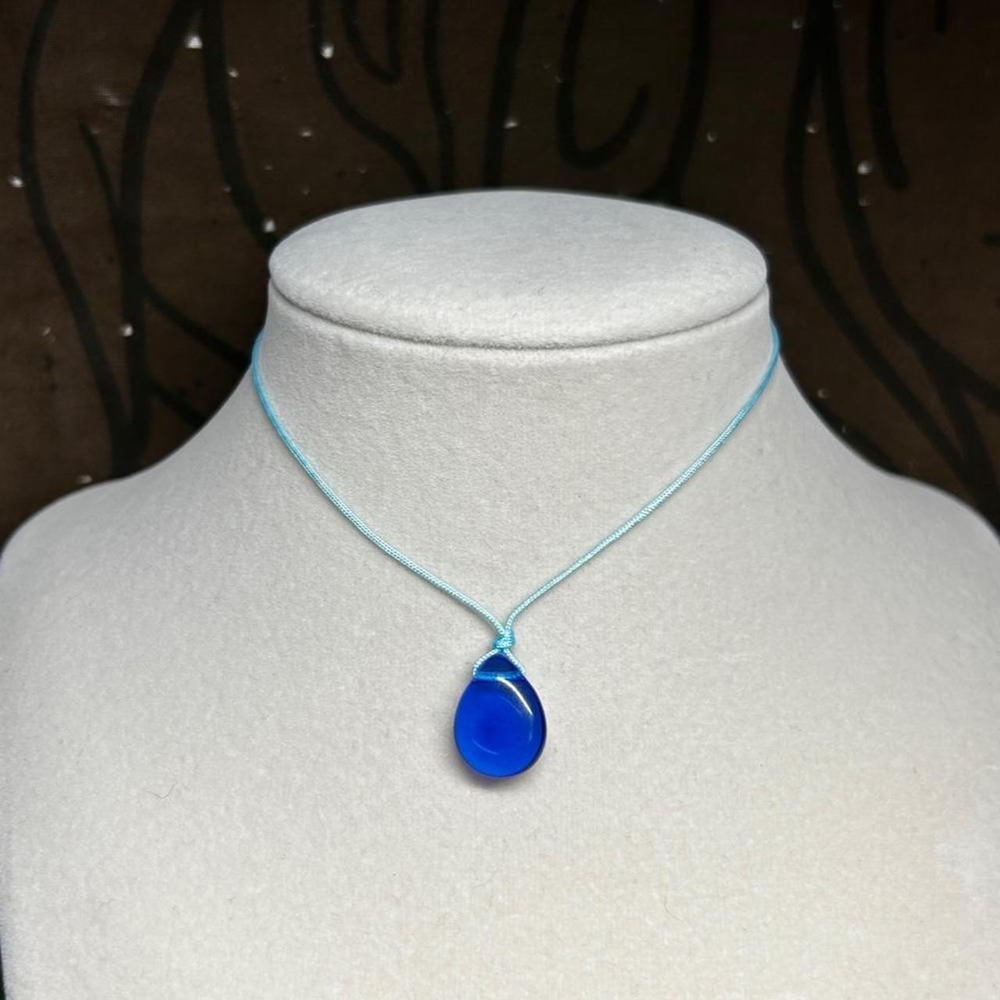 blue czech glass baby blue adjustable boho chic czech glass adjustable cord